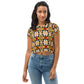 DMV 0791 Vintage Artsy All-Over Print Crop Tee