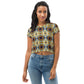 DMV 0351 Vintage Artsy All-Over Print Crop Tee