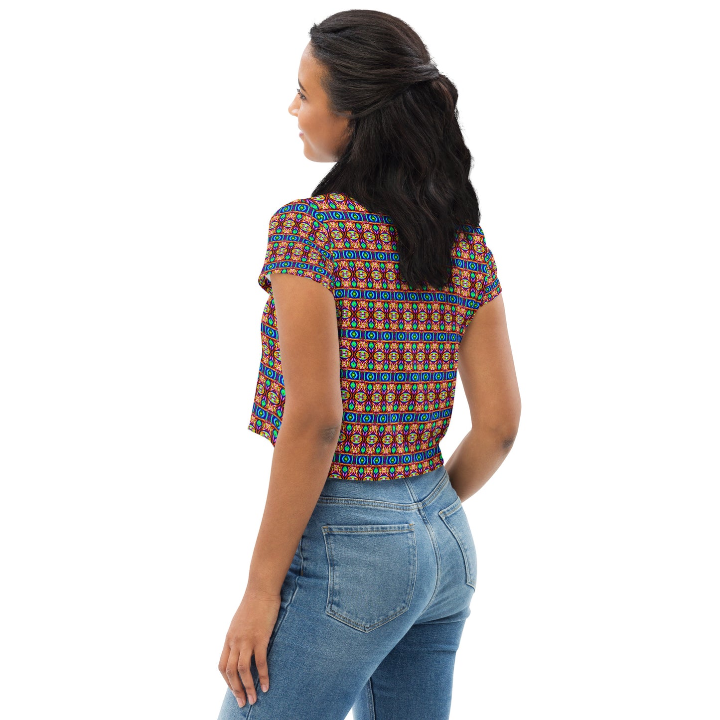 DMV 0245 Psy Artsy All-Over Print Crop Tee