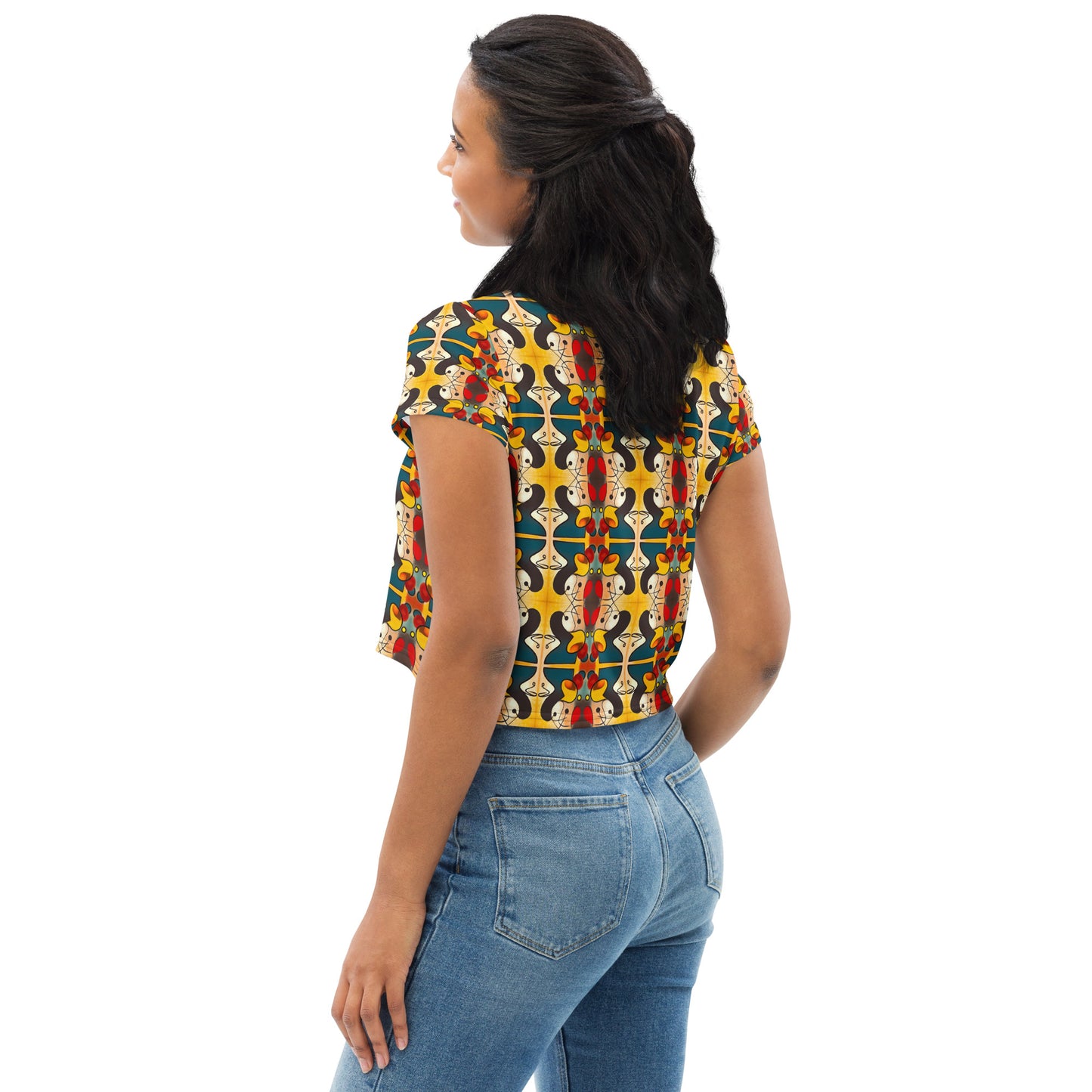 DMV 0281 Vintage Artsy All-Over Print Crop Tee