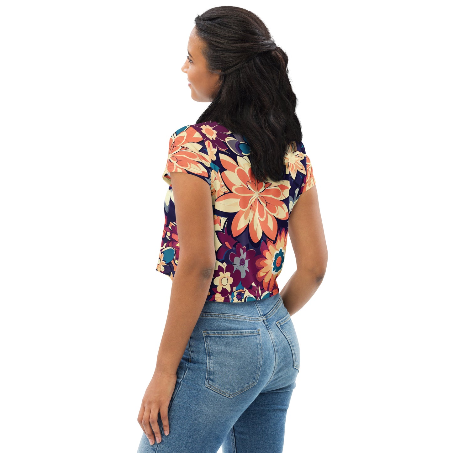 DMV 0253 Floral All-Over Print Crop Tee