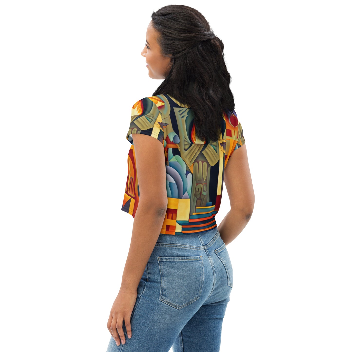 DMV 0237 Retro Art All-Over Print Crop Tee