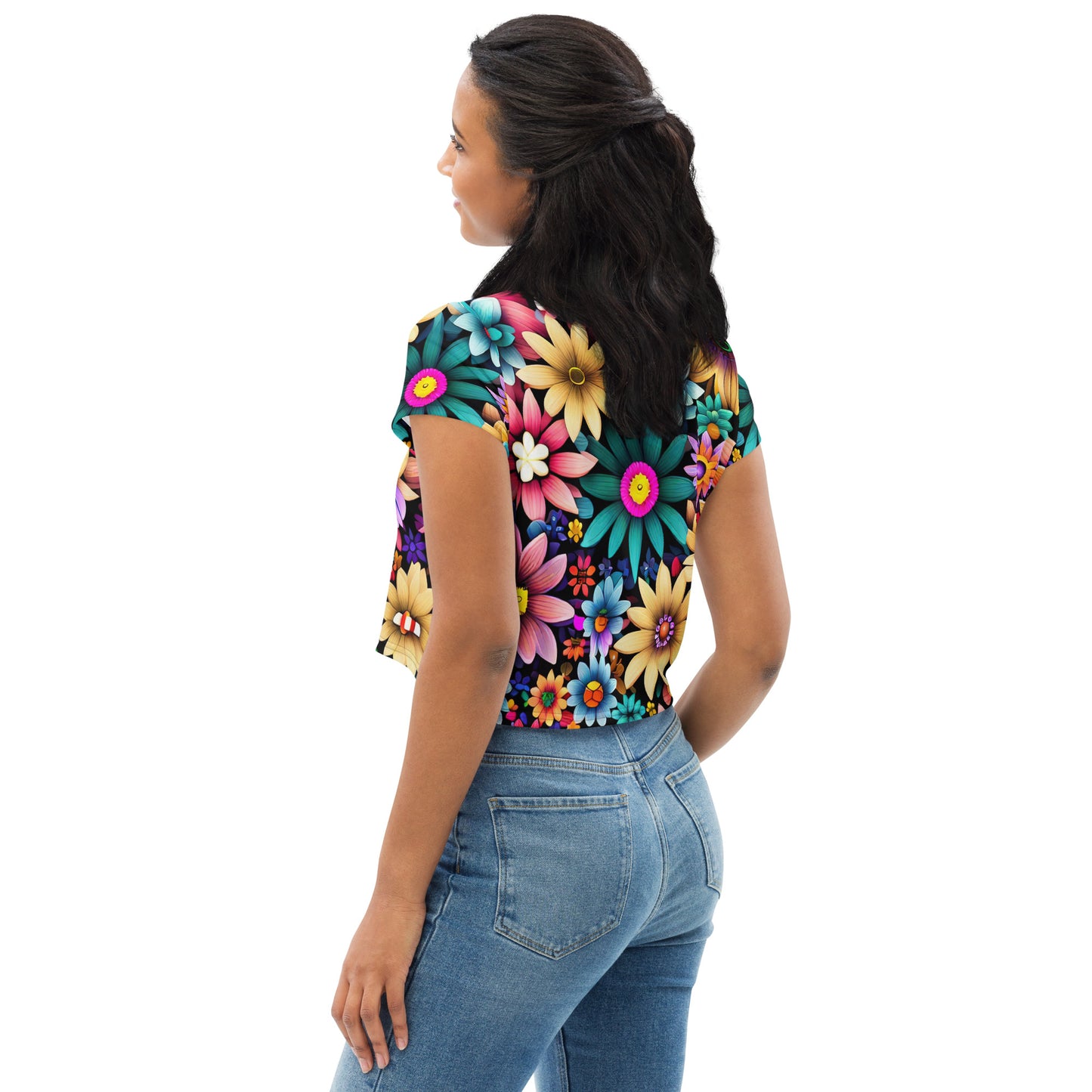 DMV 0265 Floral All-Over Print Crop Tee