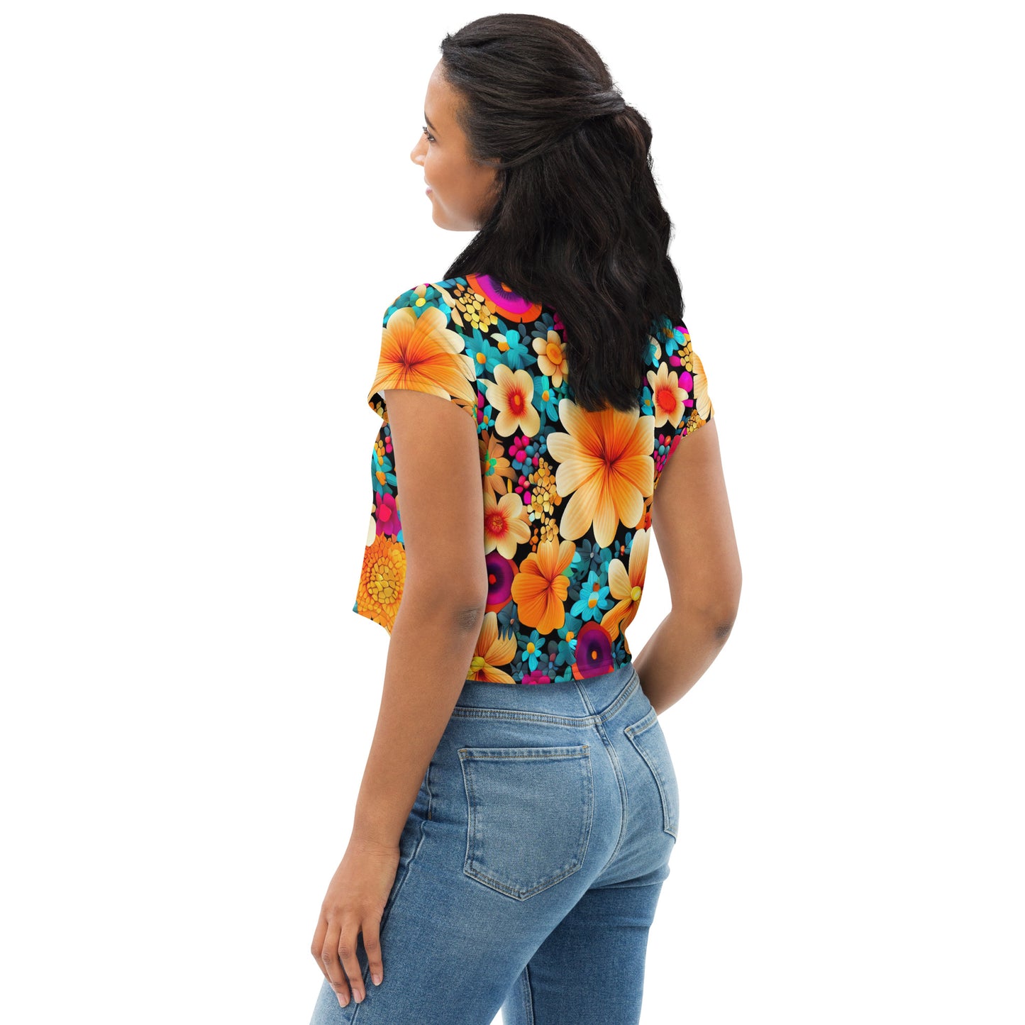 DMV 0259 Floral All-Over Print Crop Tee