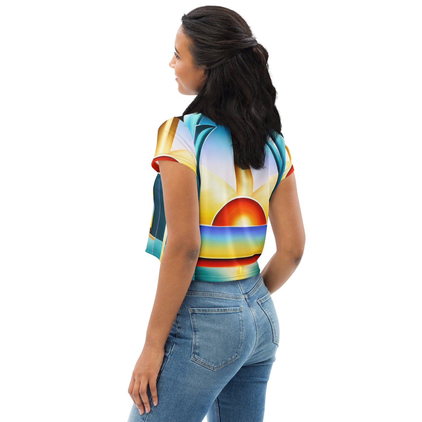 DMV 0262 Retro Art All-Over Print Crop Tee