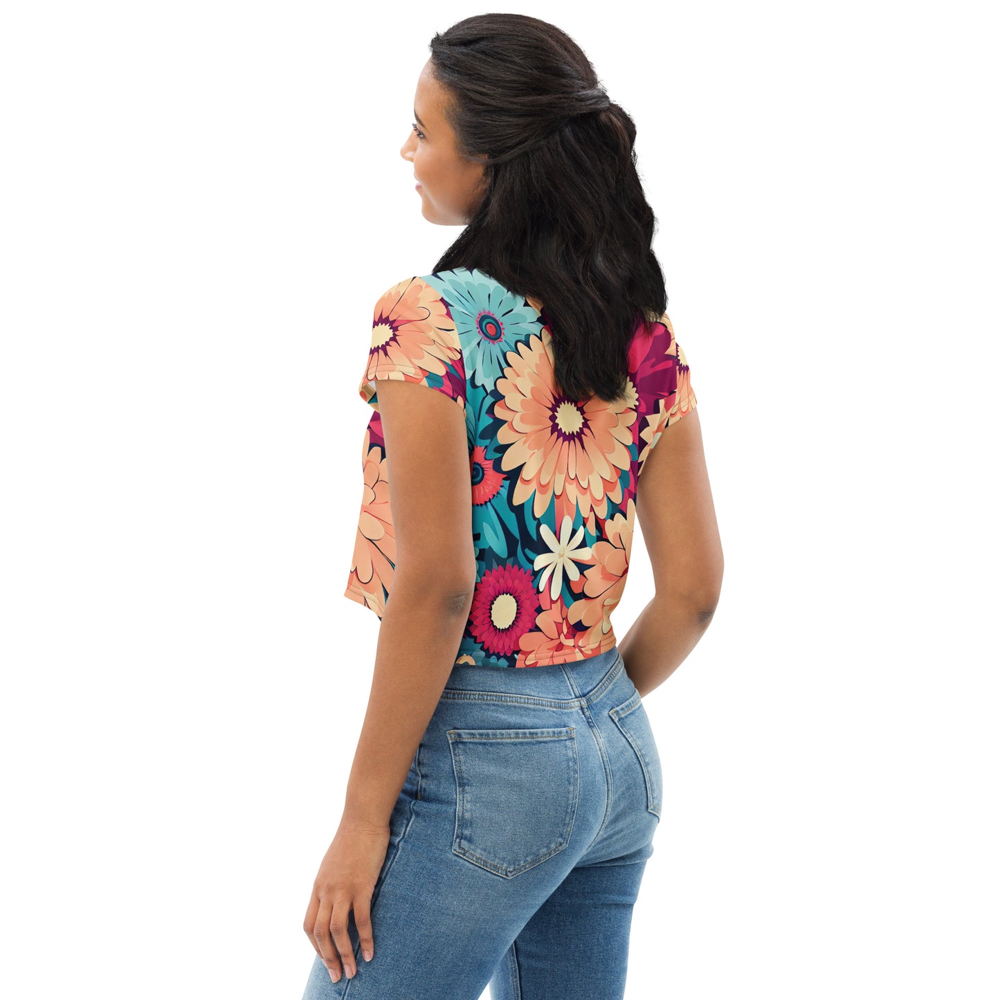 DMV 0293 Floral All-Over Print Crop Tee