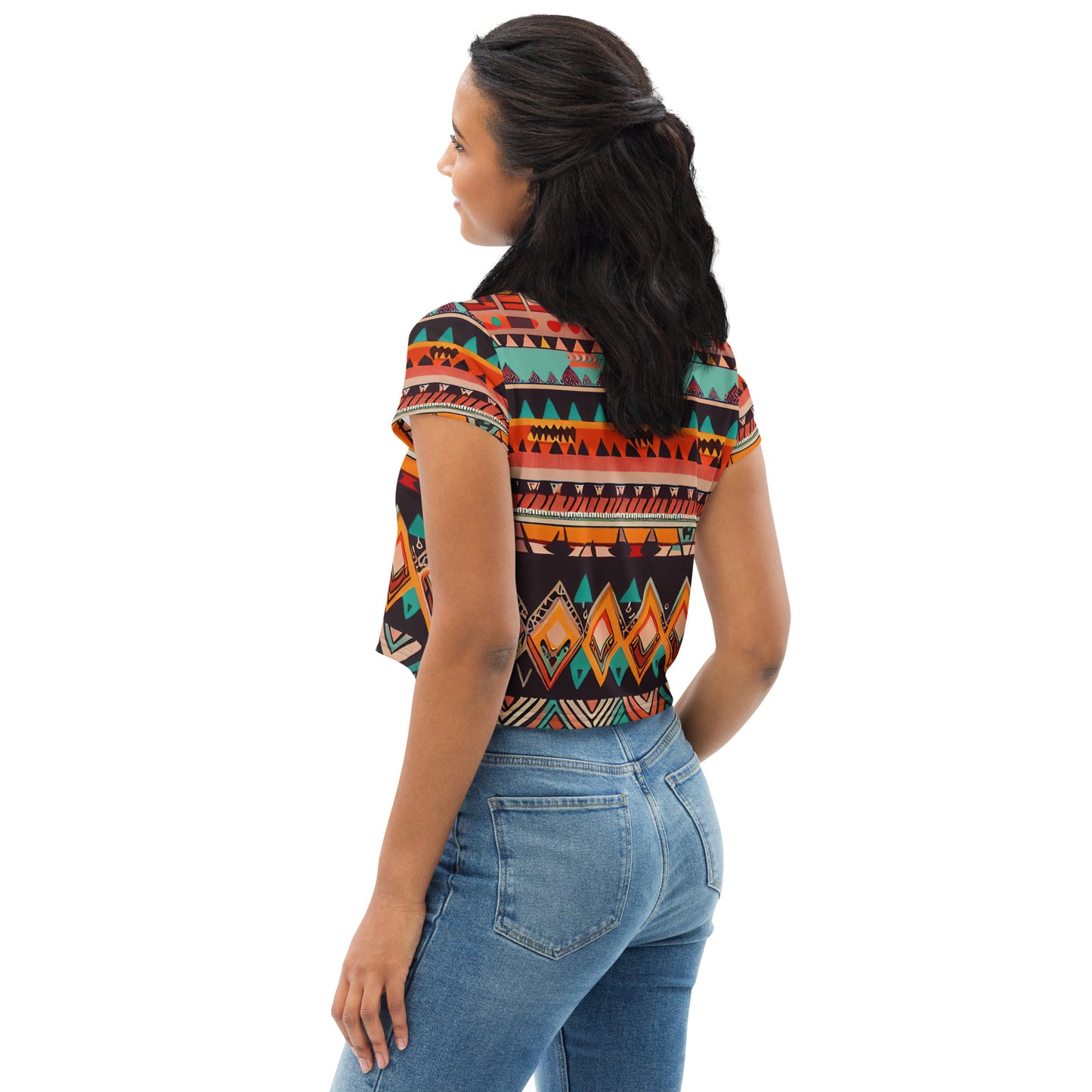 DMV 0415 Boho All-Over Print Crop Tee