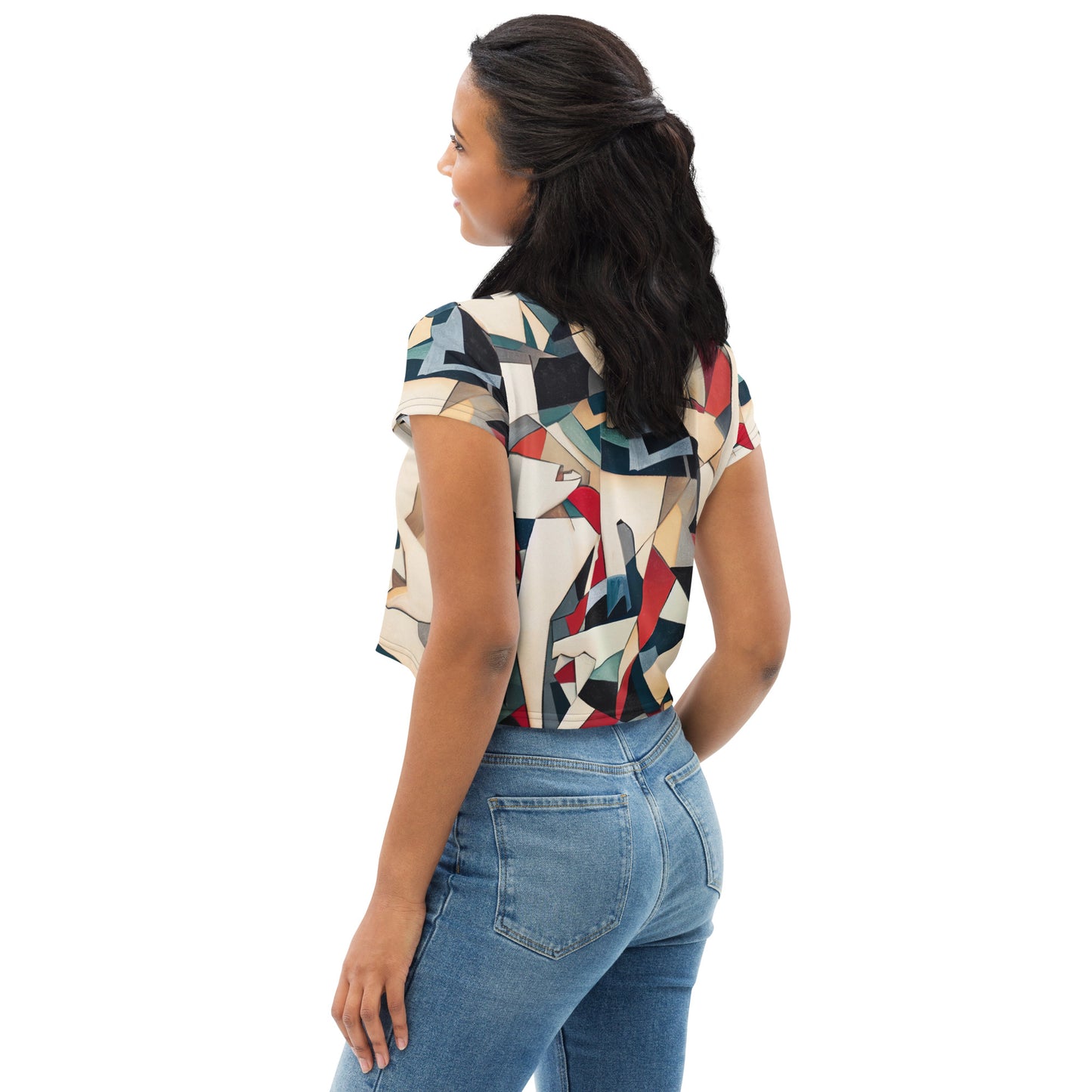 DMV 0508 Abstract Art All-Over Print Crop Tee