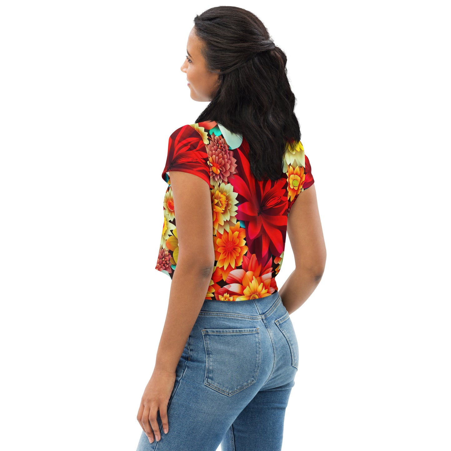 DMV 0419 Floral All-Over Print Crop Tee