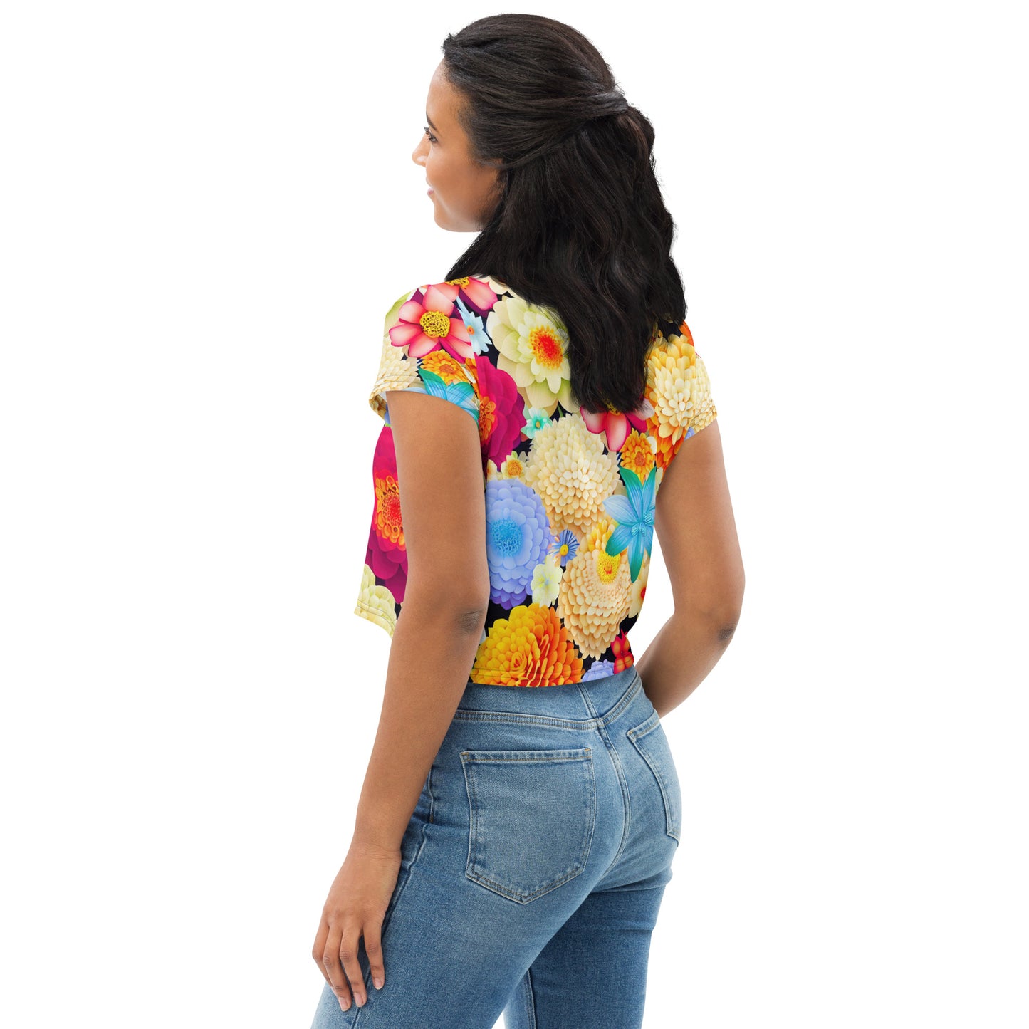 DMV 0310 Floral All-Over Print Crop Tee