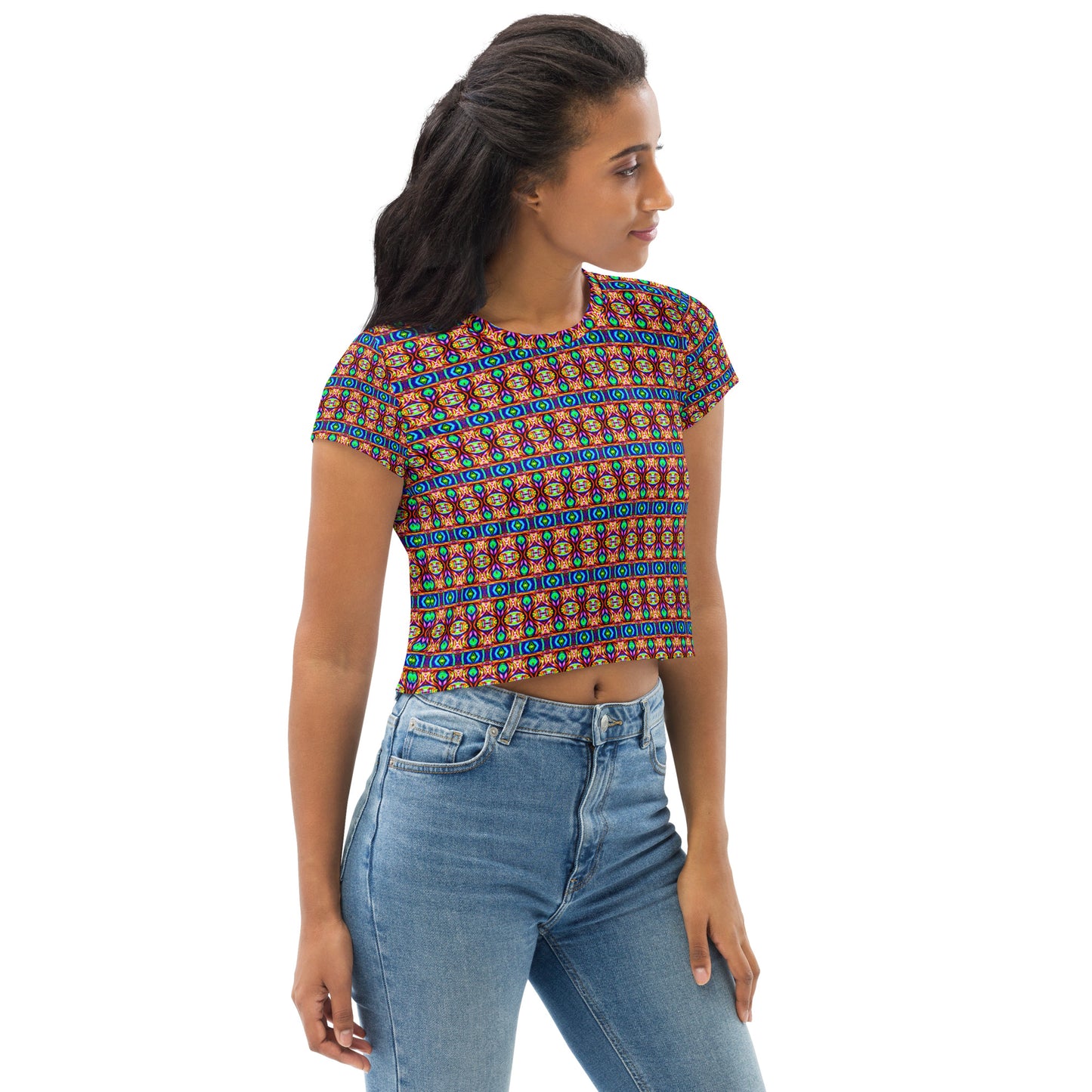 DMV 0245 Psy Artsy All-Over Print Crop Tee