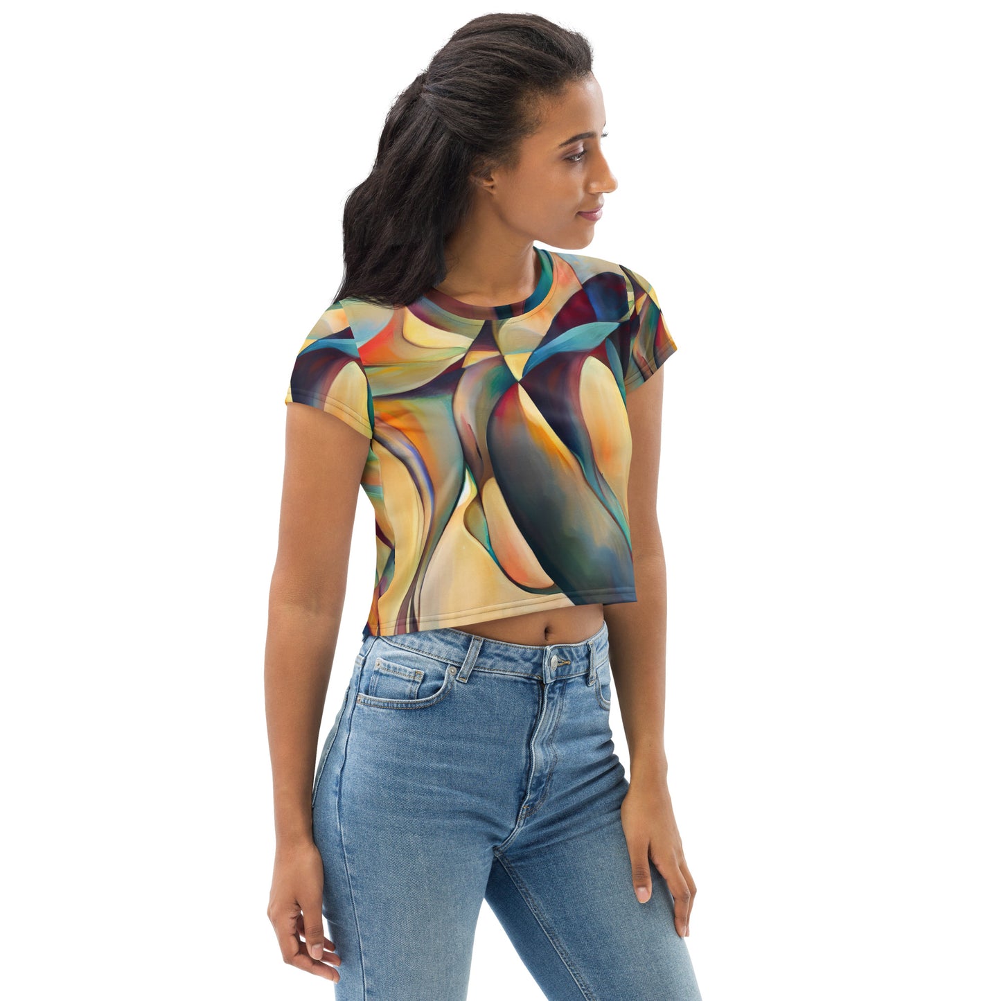 DMV 0243 Abstract Art All-Over Print Crop Tee