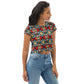 DMV 0269 Vintage Artsy All-Over Print Crop Tee