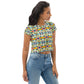 DMV 0102 Vintage Artsy All-Over Print Crop Tee