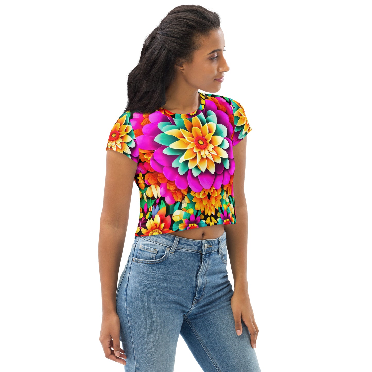 DMV 0250 Floral All-Over Print Crop Tee