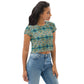 DMV 0254 Chic Boho All-Over Print Crop Tee