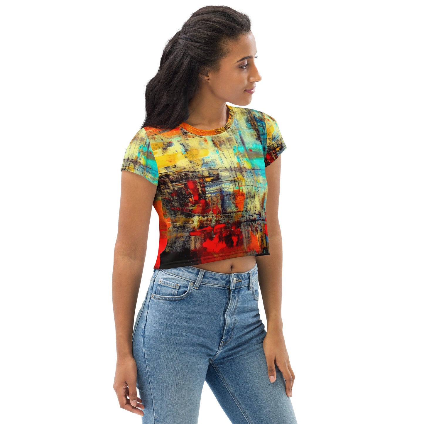 DMV 0279 Avant Garde All-Over Print Crop Tee