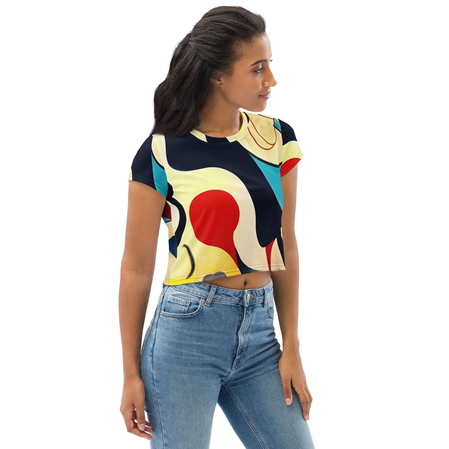 DMV 1356 Retro Art All-Over Print Crop Tee