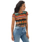 DMV 0415 Boho All-Over Print Crop Tee