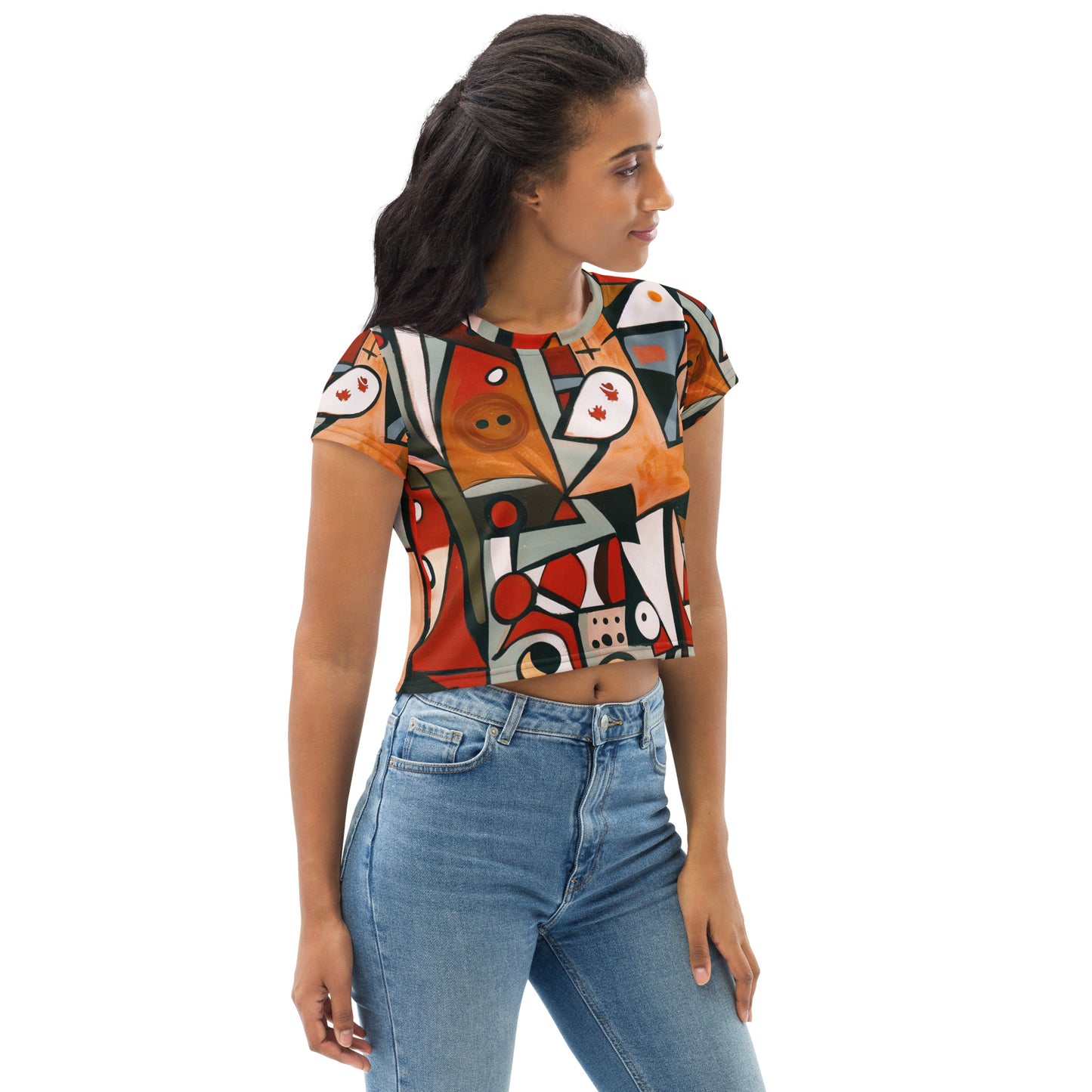 DMV 0522 Retro Art All-Over Print Crop Tee