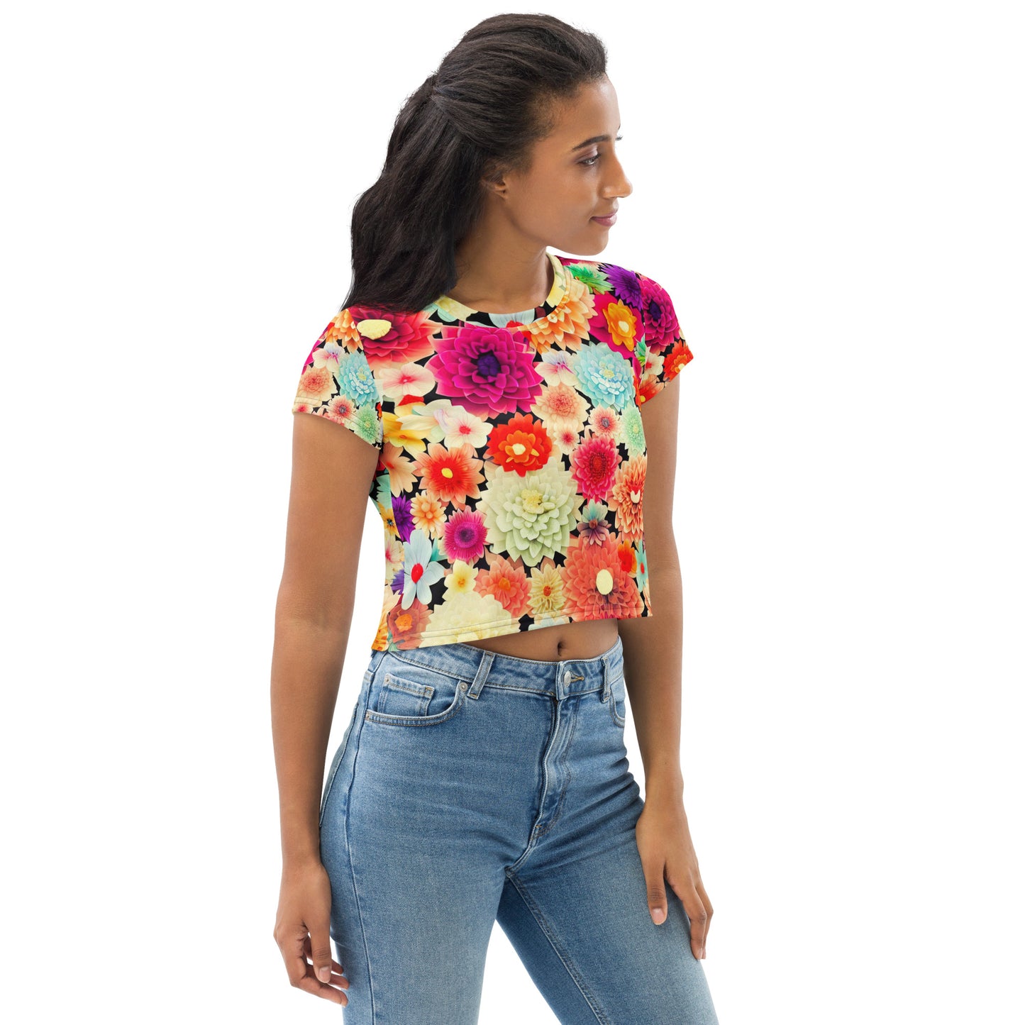 DMV 0424 Floral All-Over Print Crop Tee