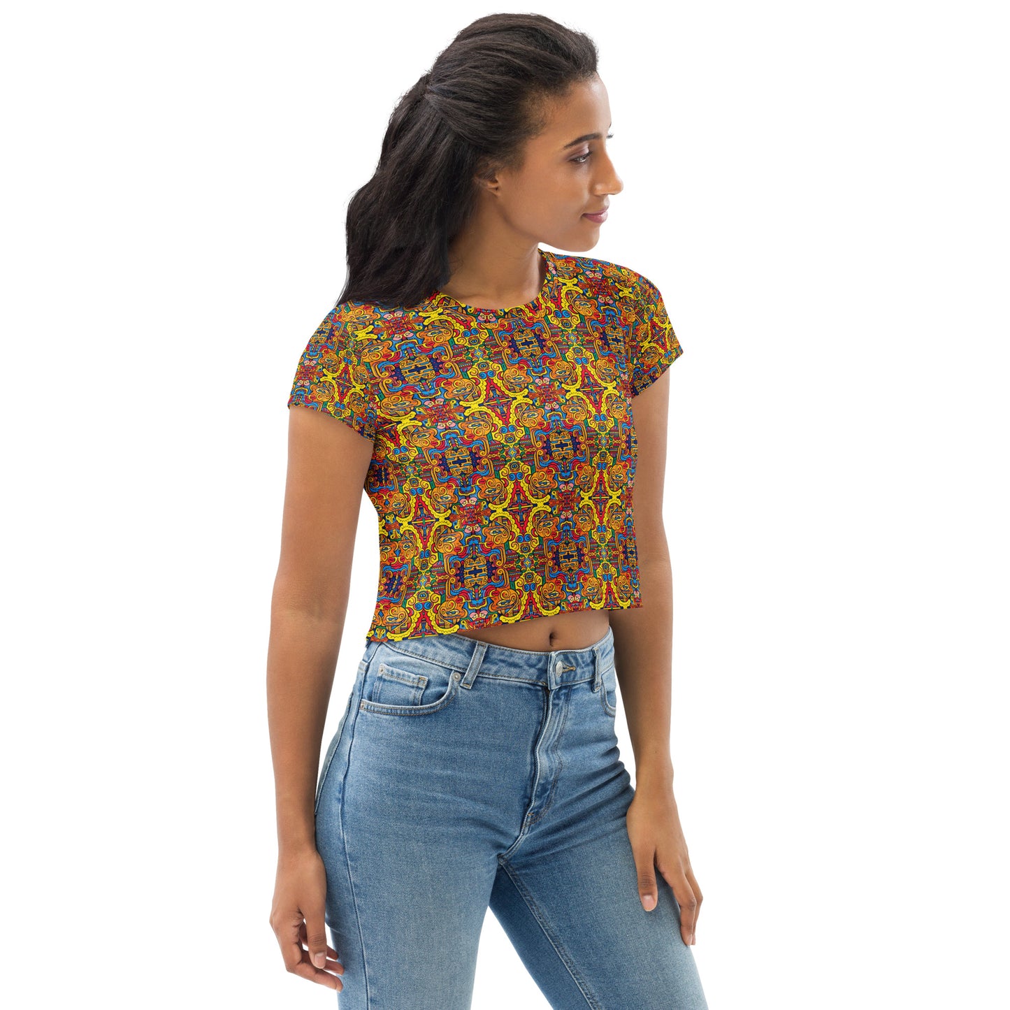 DMV 0480 Psy Artsy All-Over Print Crop Tee