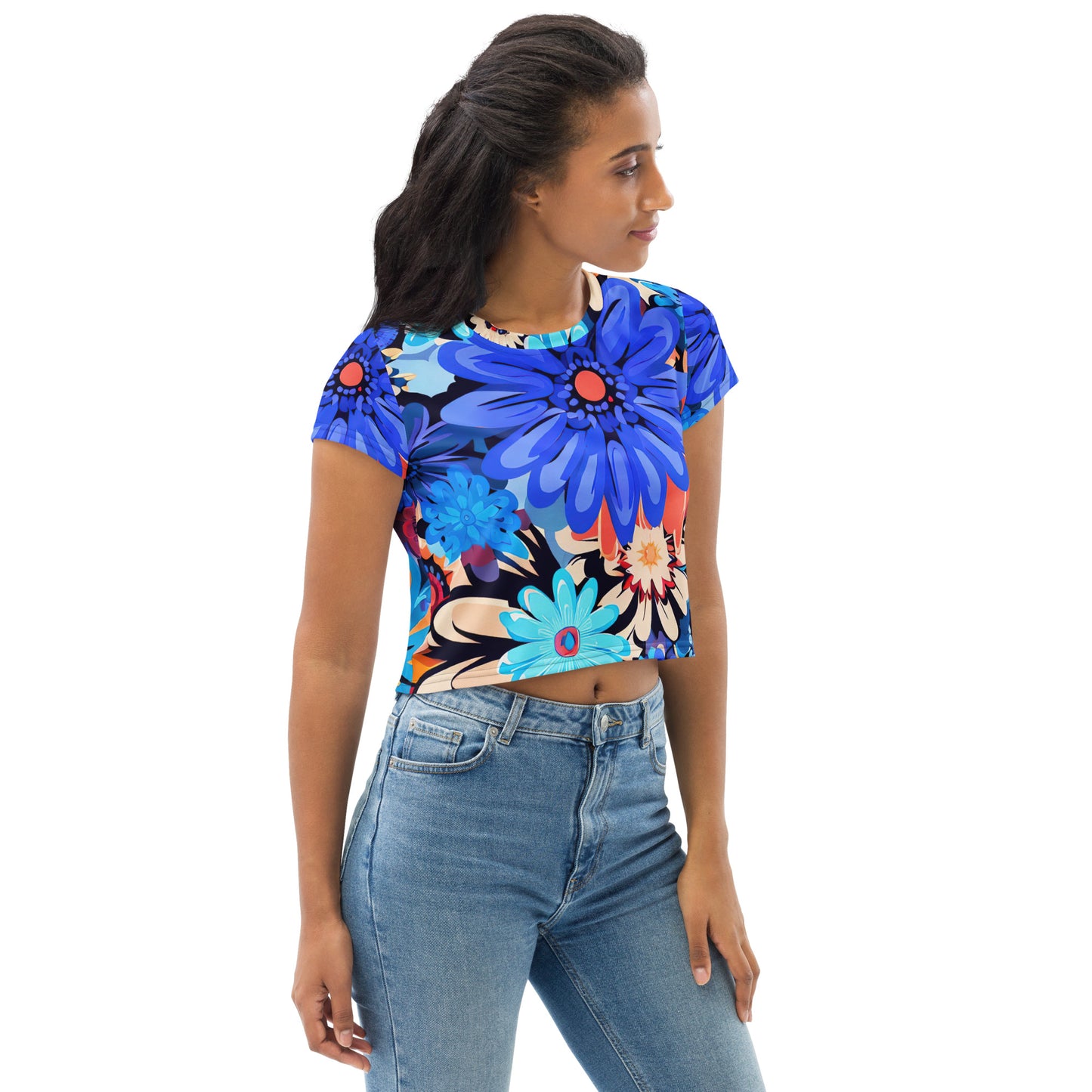 DMV 0368 Floral All-Over Print Crop Tee