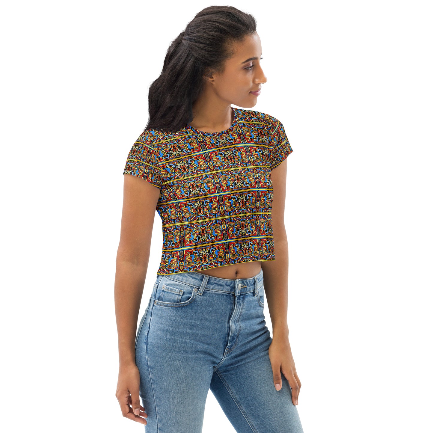 DMV 0838 Psy Artsy All-Over Print Crop Tee