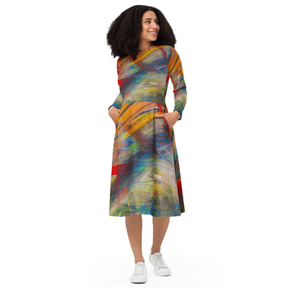 DMV 0248 Avant Garde All-over print long sleeve midi dress