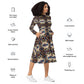 DMV 2100 Conceptual Artsy All-over print long sleeve midi dress