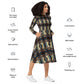 DMV 1715 Conceptual Artsy All-over print long sleeve midi dress