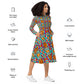 DMV 0566 Vintage Artsy All-over print long sleeve midi dress