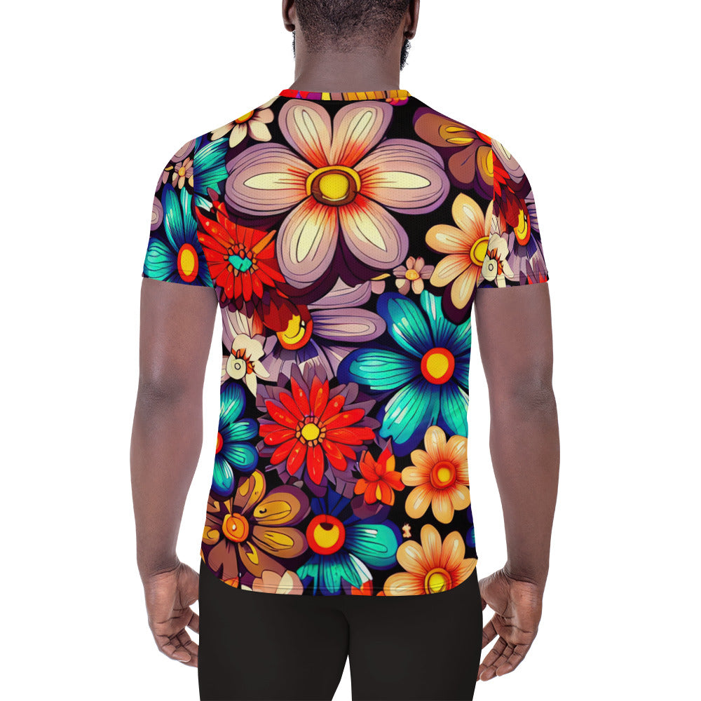 DMV 0197 Floral All-Over Print Men's Athletic T-shirt