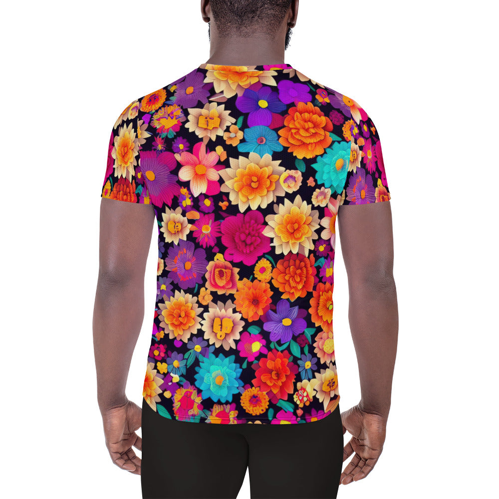 DMV 0192 Floral All-Over Print Men's Athletic T-shirt
