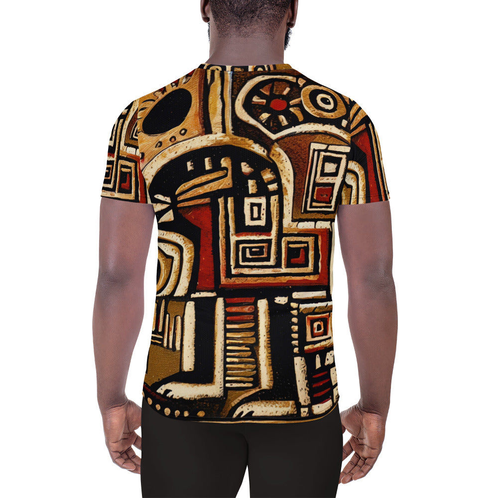 DMV 1521 Retro Art All-Over Print Men's Athletic T-shirt