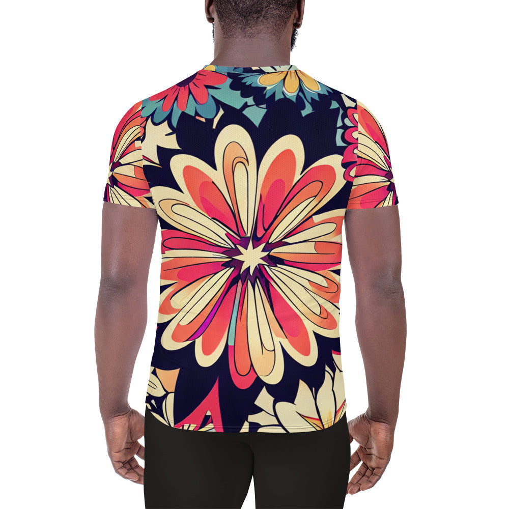 DMV 1525 Floral All-Over Print Men's Athletic T-shirt