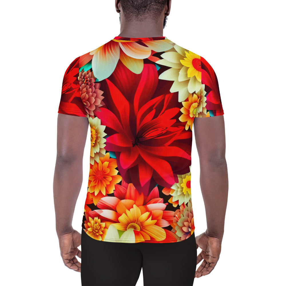 DMV 0419 Floral All-Over Print Men's Athletic T-shirt