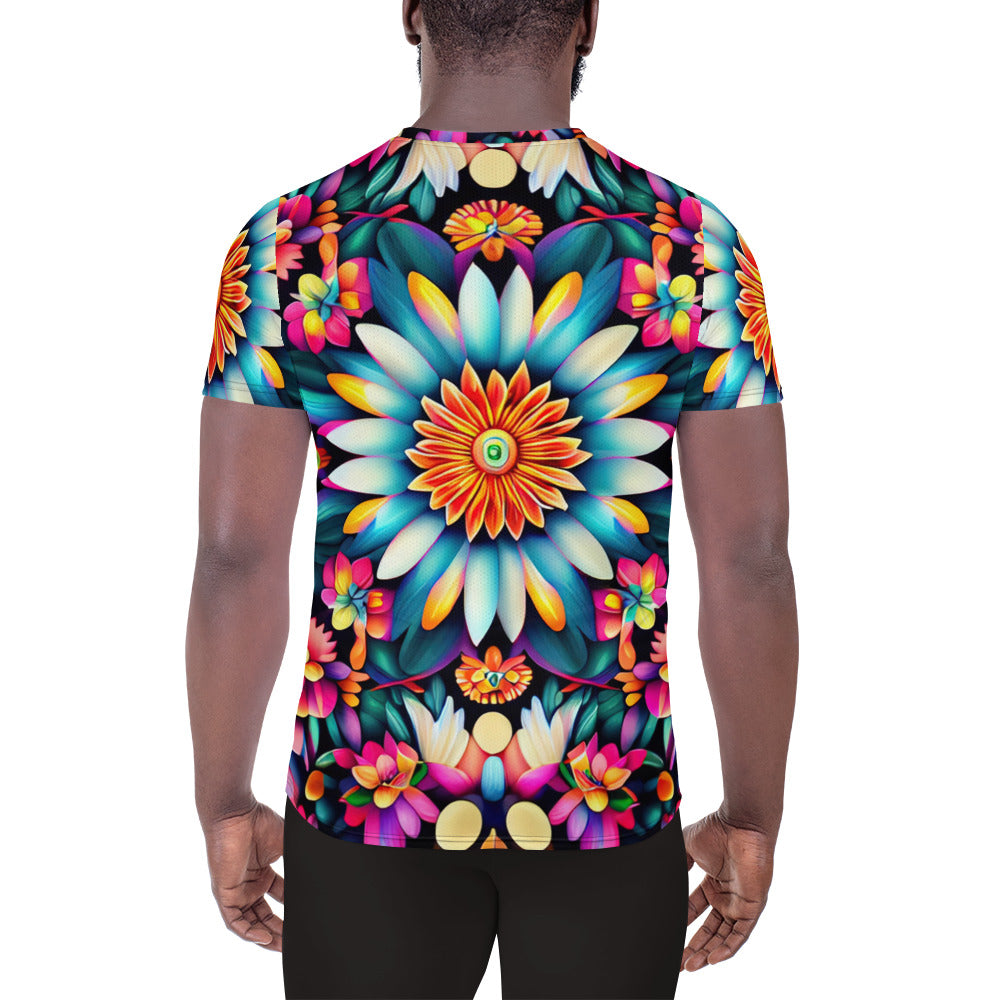 DMV 1414 Floral All-Over Print Men's Athletic T-shirt