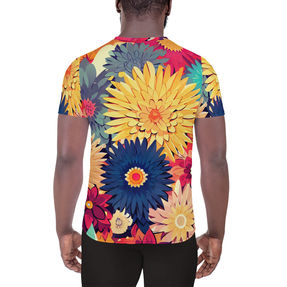 DMV 1327 Floral All-Over Print Men's Athletic T-shirt