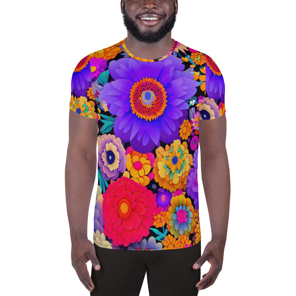 DMV 0220 Floral All-Over Print Men's Athletic T-shirt
