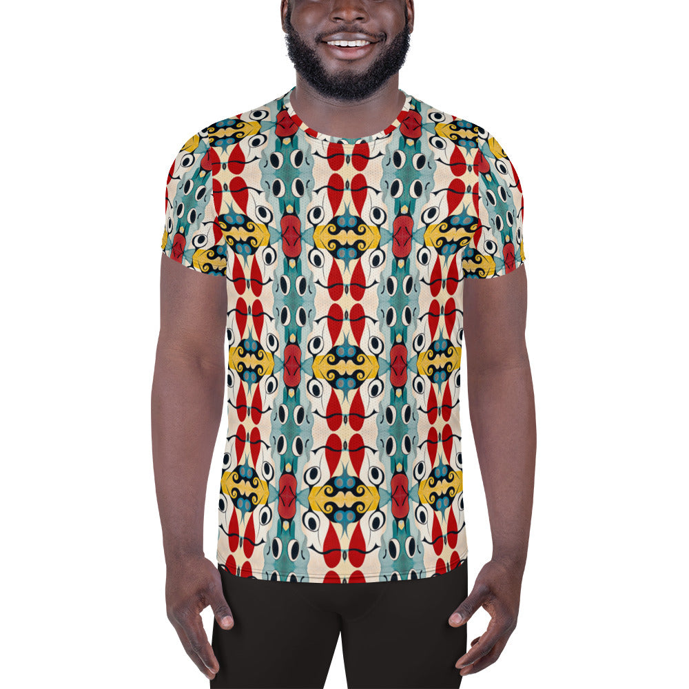 DMV 0230 Vintage Artsy All-Over Print Men's Athletic T-shirt