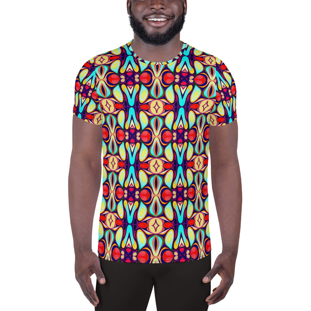 DMV 0036 Vintage Artsy All-Over Print Men's Athletic T-shirt