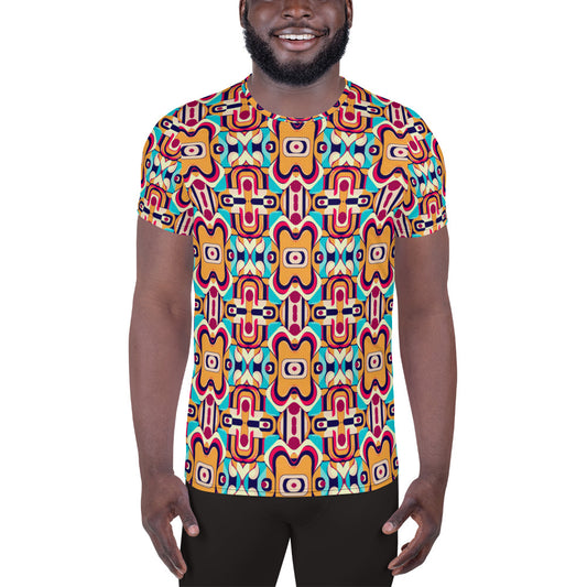 DMV 0160 Vintage Artsy All-Over Print Men's Athletic T-shirt