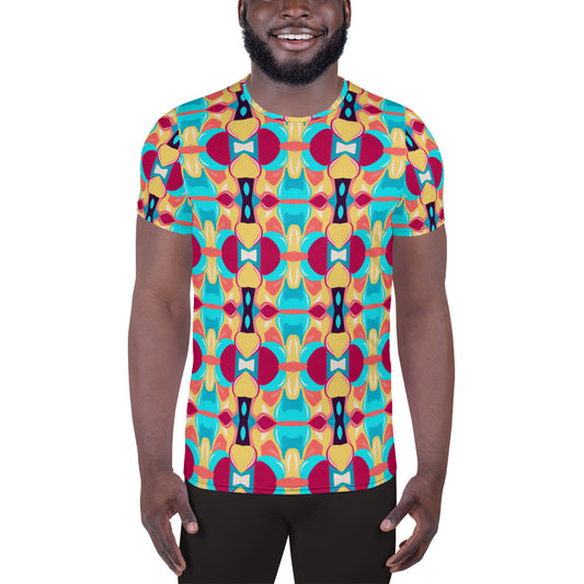 DMV 0134 Vintage Artsy All-Over Print Men's Athletic T-shirt