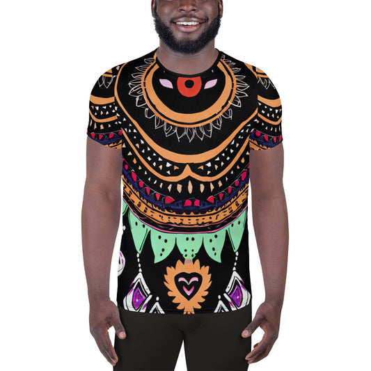 DMV 0180 Boho All-Over Print Men's Athletic T-shirt