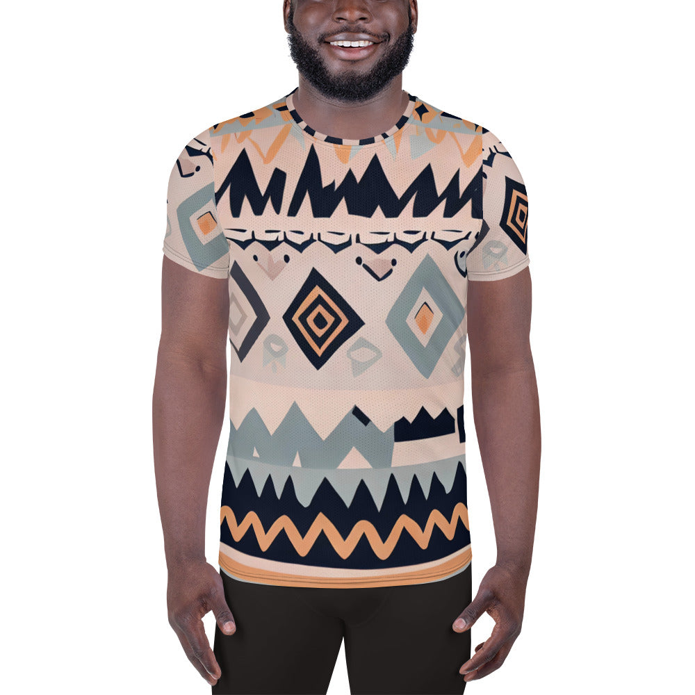 DMV 1345 Boho All-Over Print Men's Athletic T-shirt