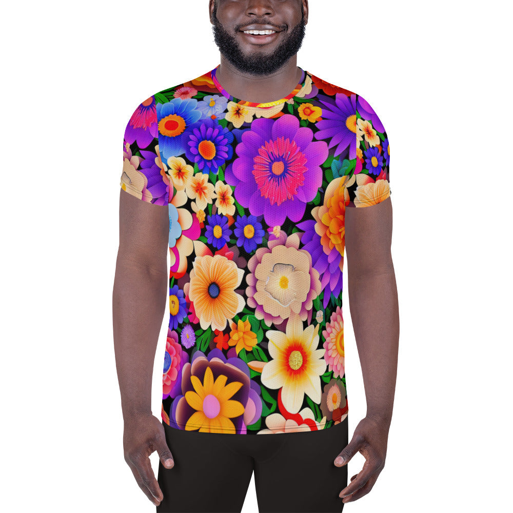 DMV 0309 Floral All-Over Print Men's Athletic T-shirt