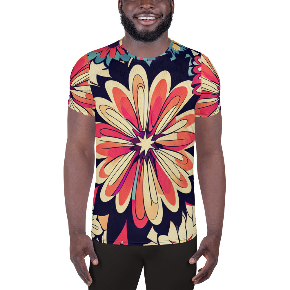 DMV 1525 Floral All-Over Print Men's Athletic T-shirt