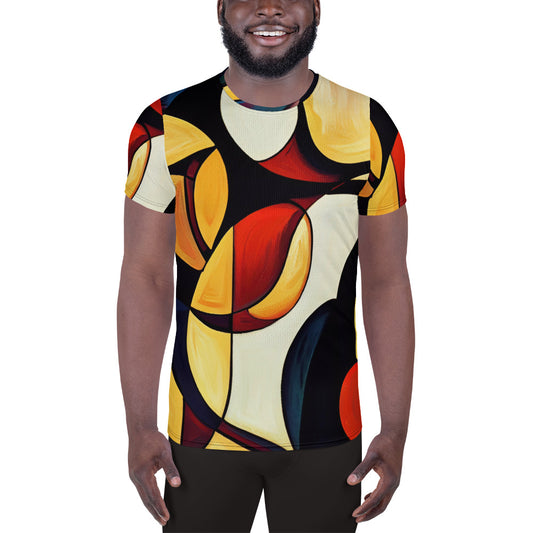 DMV 0195 Retro Art All-Over Print Men's Athletic T-shirt