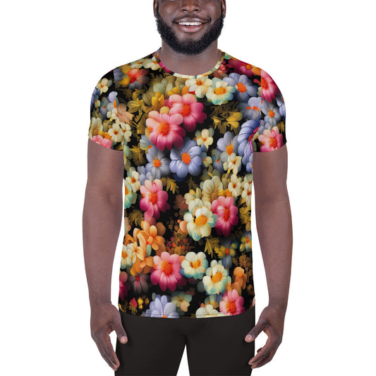 DMV 1522 Floral All-Over Print Men's Athletic T-shirt